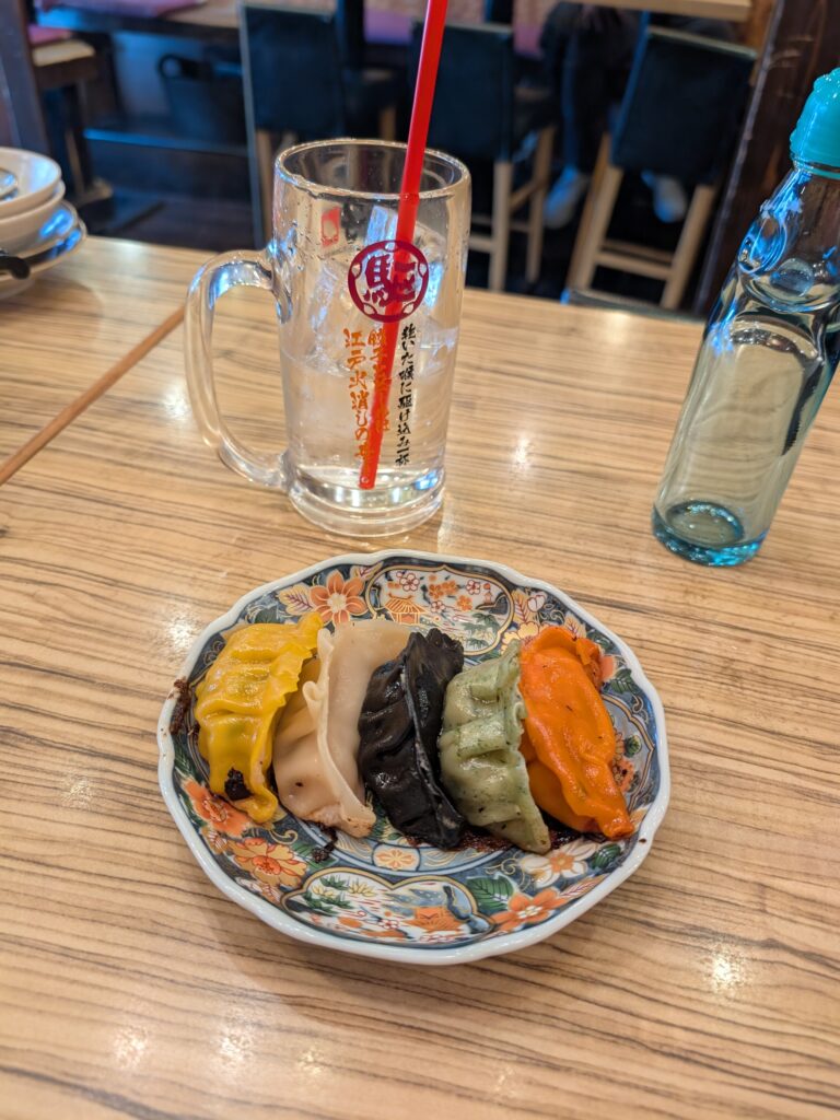 a plate of gyoza