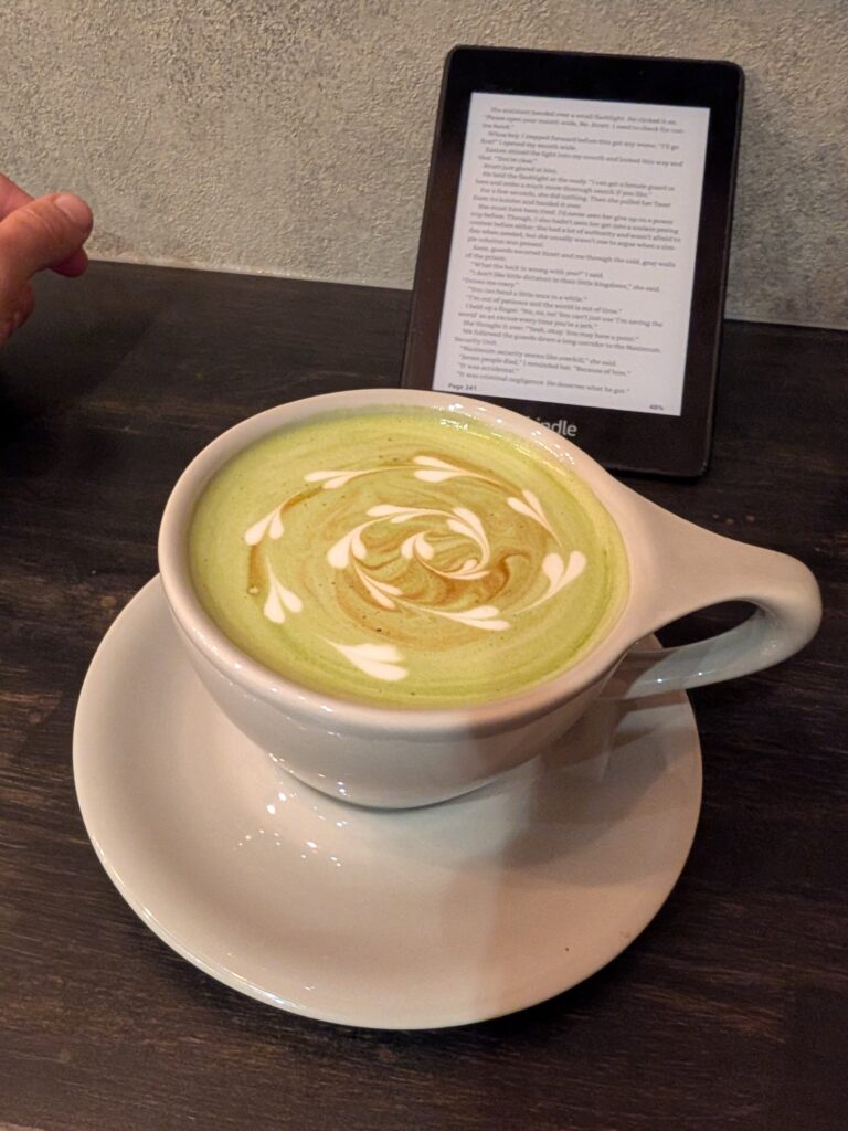 a matcha espresso latte