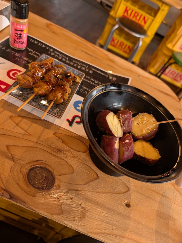 yakitori and sweet potato